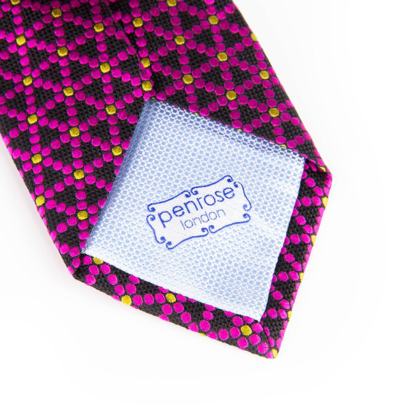 PENROSE BLACK, VIOLET, YELLOW PAISLEY TIE | MENS - Picture 4 of 4